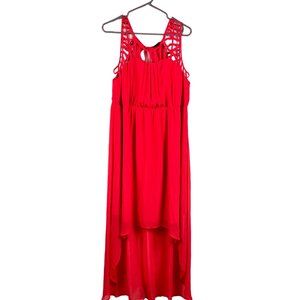 Torrid Red Lattice Chiffon Hilo Dress Valentine Christmas Size 1 (M) NWT